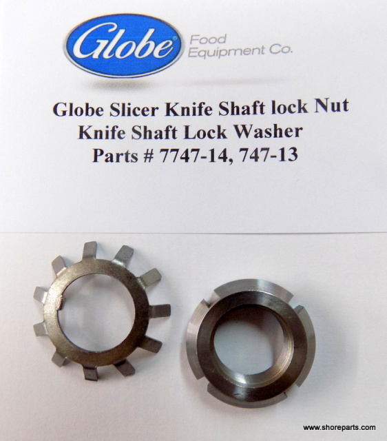Globe Slicer Knife Plate Lock Nut - Lock Washer Parts # 747-14-747-13